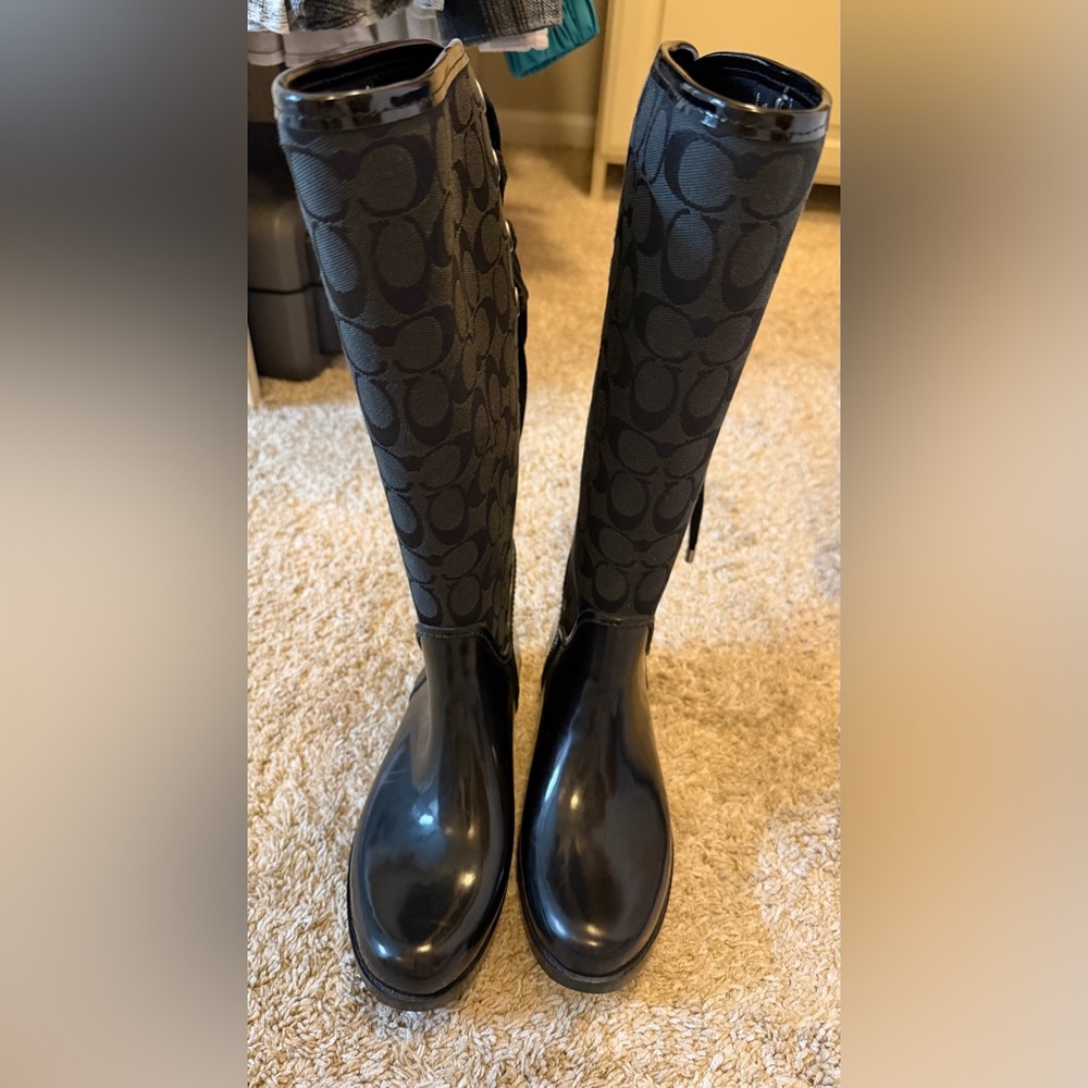 Black Coach Rain Boots